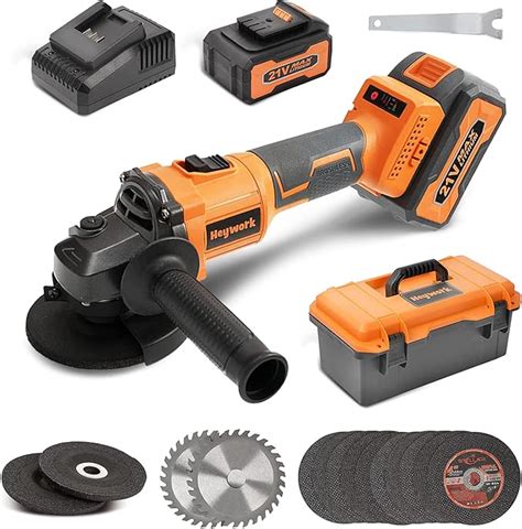 Heywork V Cordless Grinder Kit Blade Rpm Brushless Motor