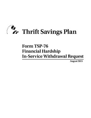 Fillable Online Tsp Thrift Savings Plan Form TSP 76 Financial Hardship