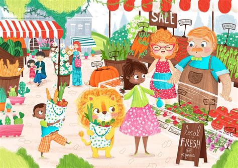 Farmers market | children's illustration by Sofia Cardoso #kidlitart # ...