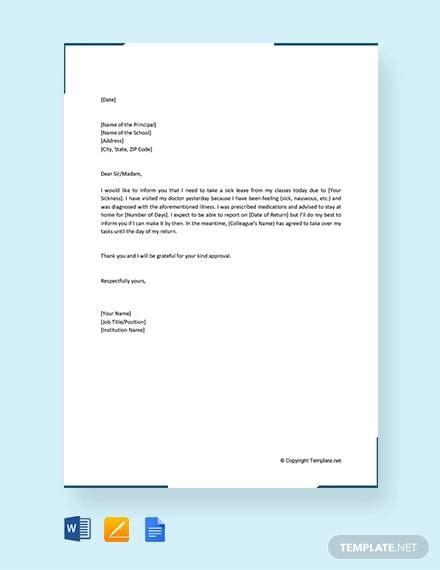 Sick Leave Letter Format In Word, Sick Leave Application, 58% OFF