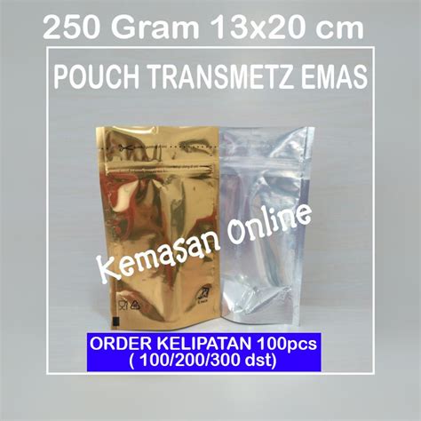 Jual Kemasan Standing Pouch ALUMUNIUM FOIL Kombinasi Transmetz Emas