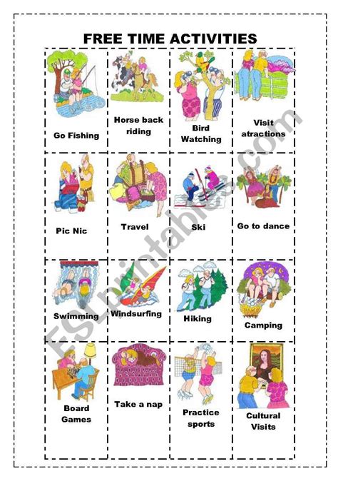 Free Time Activities Flashcards Esl Worksheet By Ilona