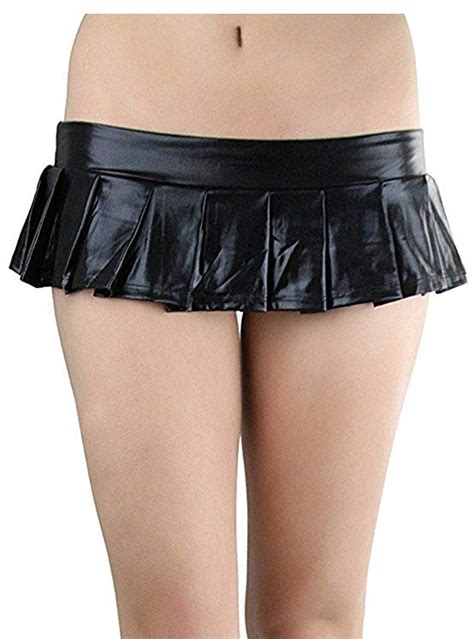 Buy MPITUDE Women S Faux Leather Pleated Micro Mini Skirt Sexy