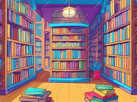 Premium Photo Book Library Cartoon Illustration