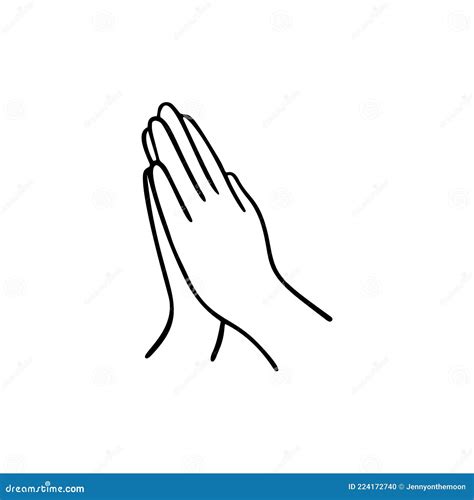 Pray Gesture Human Hand. Vector Doodle Illustration. Stock Vector ...