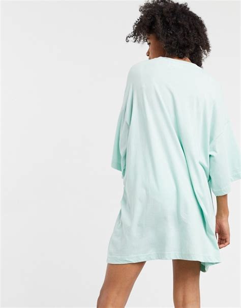 Weekday Huge Organic Cotton Oversized T Shirt Dress In Sea Foam Green