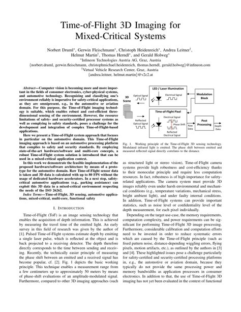 Pdf Time Of Flight 3d Imaging For Mixed Critical Systems