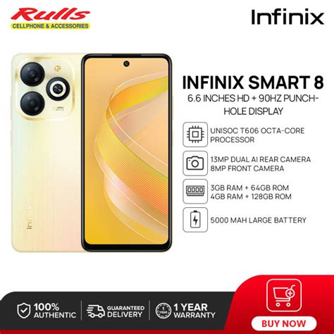 Infinix Smart 8 Smartphone 3GB 64GB 4GB 128GB Unisoc T606 Octa