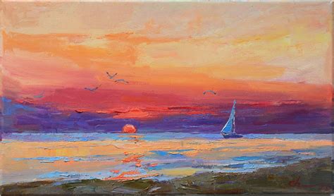 Sea Sunrise Painting Seascape Oil Impressionism Art Original Etsy