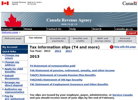 Accessing T Slips On The Canada Revenue Agency Web Site Adjusted Cost