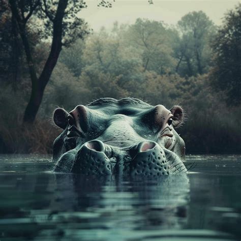 Premium Photo Hippo Submerged In Water World Hippo Day Background