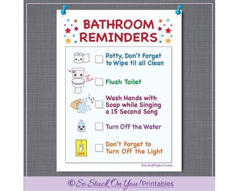 Bathroom Reminder For Kids Instant Download Printable Help Your