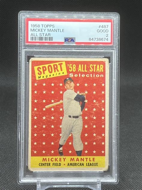 1958 Topps Mickey Mantle All Star 487 PSA 2 Good EBay