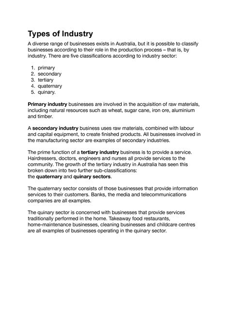 Types Of Industry Types Of Industry A Diverse Range Of Businesses