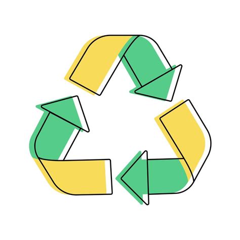 Flat Line Recycle Logo Symbol Recycling Icon Isolated On White