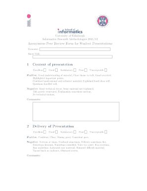 Fillable Online Inf Ed Ac Anonymous Peer Review Form For Student