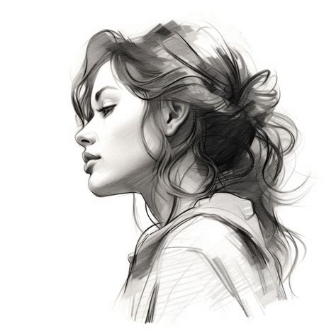 Realistic Profile Drawing Of A Girl With Detailed Character Design | Premium AI-generated image