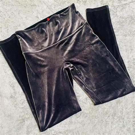 Spanx Velvet Leggings In Silver Chrome L Womens Depop