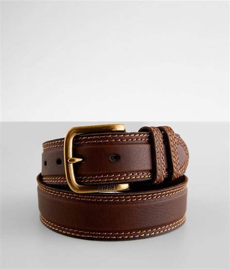 Ariat Double Stitch Leather Belt - Men's Belts in Brown | Buckle