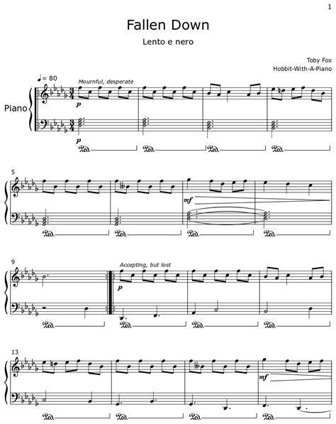 Fallen Down Sheet Music For Piano