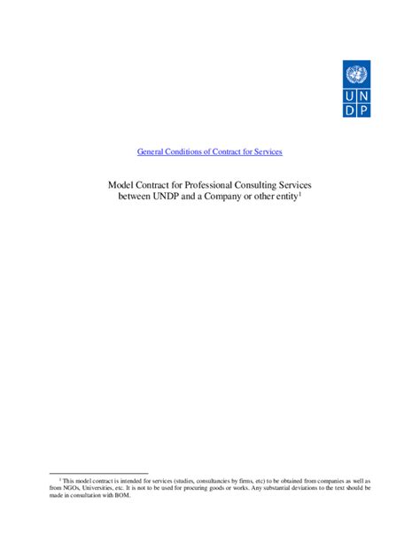 Fillable Online Procurement Notices Undp Model Contract For