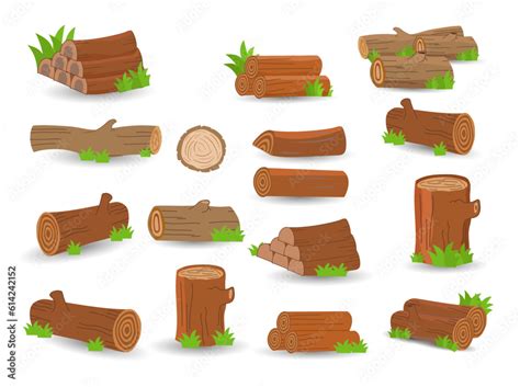 Cartoon Wood Logs Illustration Vector Wooden For Camping Bonfires