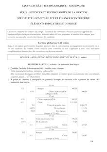 Corrigé bac STG 2011 Comptabilité et Finance d Entreprise à lire en