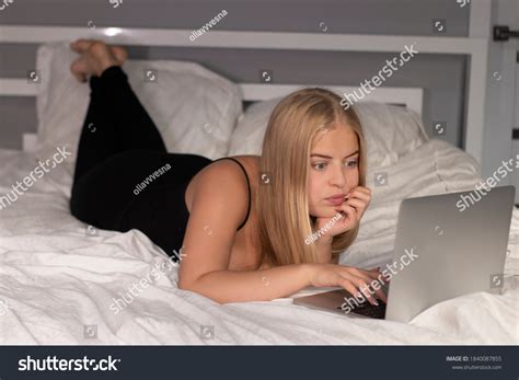Attractive Cute Shocked Surprised Blonde Laptop Stock Photo Shutterstock