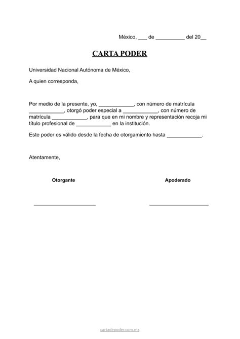 Carta Poder Simple Para Recoger Título Profesional Word