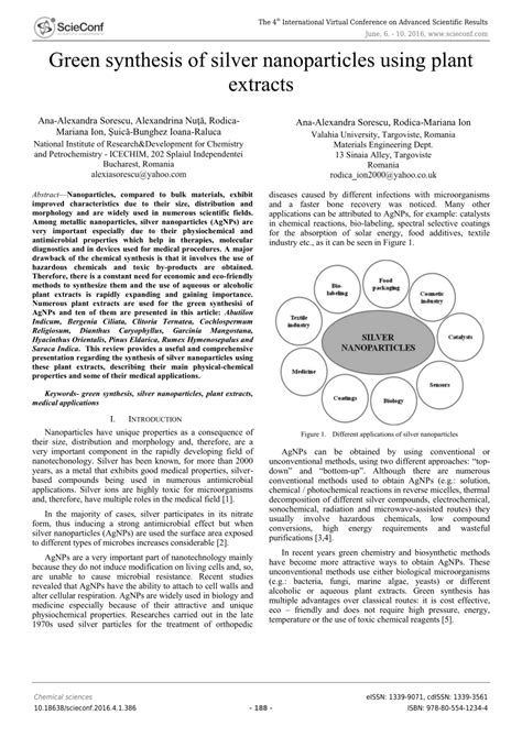 Pdf Green Synthesis Of Silver Nanoparticles Using Plant Extracts