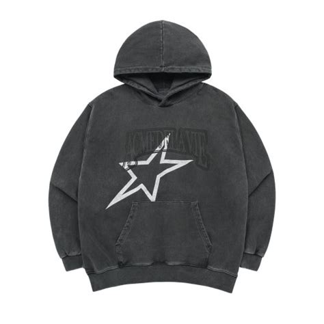 MUSINSA公式 acmé de la vie STAR AE LOGO PIGMENT WASHING HOODIE CHARCOAL