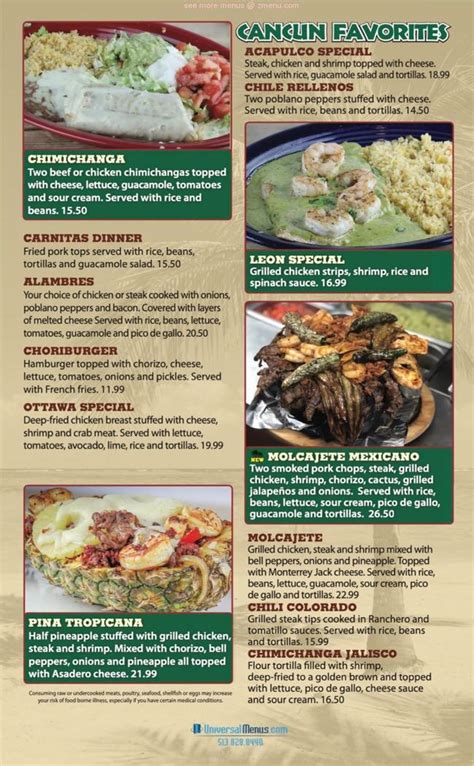 Online Menu Of Cancun Mexican Restaurant Lima Restaurant Lima Ohio