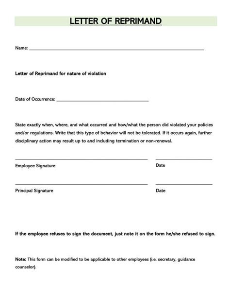 Letter Of Reprimand For Employee Performance Examples