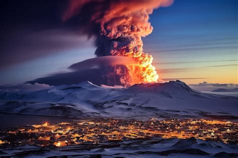 Premium Photo | A volcano in iceland near the town of grindavik erupts ...