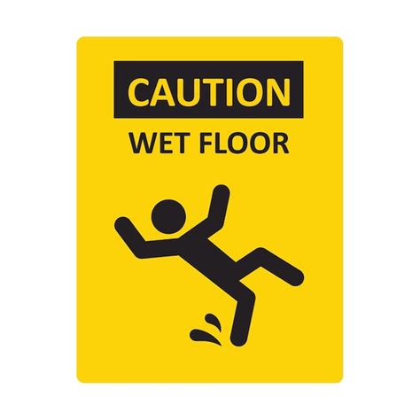 Premium Vector Caution Wet Floor Sign A Man Falling Down Slippery