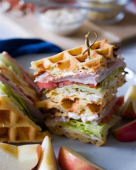 Pepper Jack Cornbread Waffle Club Sandwich • Sip Sanity