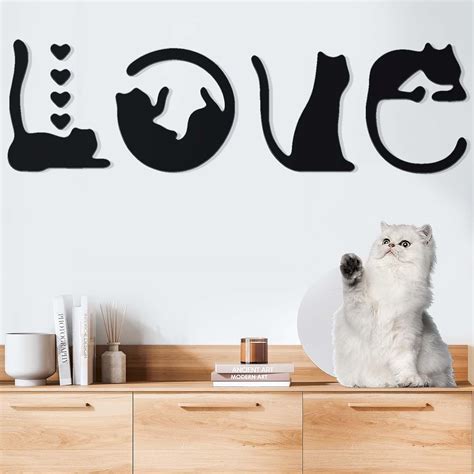 2024 Metal Cat Wall Art Black Cat Wall Decor For The Living Room 4Pcs