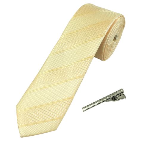 Lemon Striped Men S Skinny Tie With Tie Clip From Ties Planet Uk