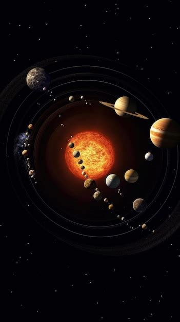 Un Primer Plano De Un Sistema Solar Con Planetas Y Sol En El Fondo Ai