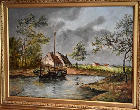 Antiques Atlas River Landscape Oil Painting By Hmelsen As514a1145