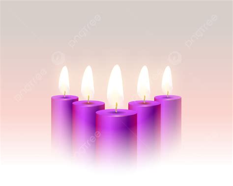 Realistic Advent Church Purple Candles Background Celebration Wax