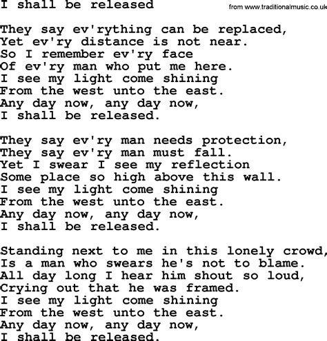 Bruce Springsteen song: I Shall Be Released, lyrics