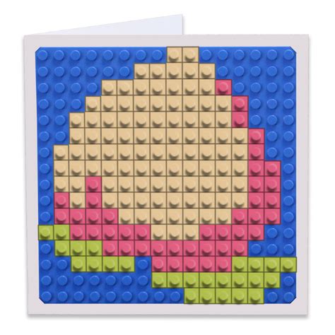 Peach Pixel Art Build On Greeting Card Brik