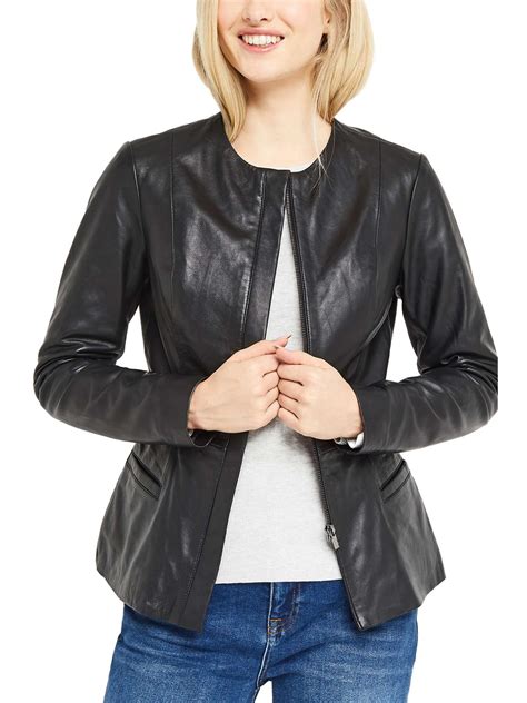 Oasis Collarless Leather Jacket House Of Fraser Collarless Leather