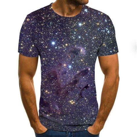 T Shirts Dété été Galaxie T Shirt Ciel étoilé Impression 3d T Shirts