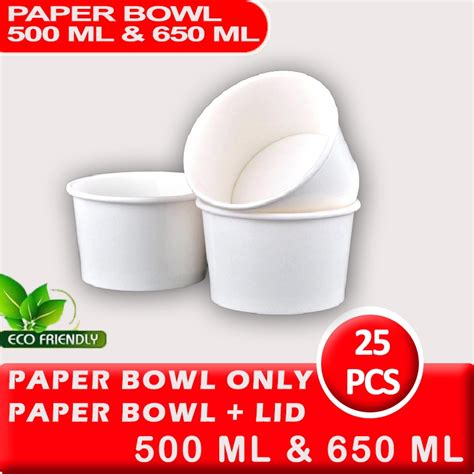 Jual Paper Bowl Ml Ml Paper Bowl Tutup Mangkok Kertas Polos