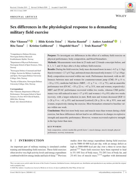 Pdf Sex Differences In The Physiological Response To A Demanding