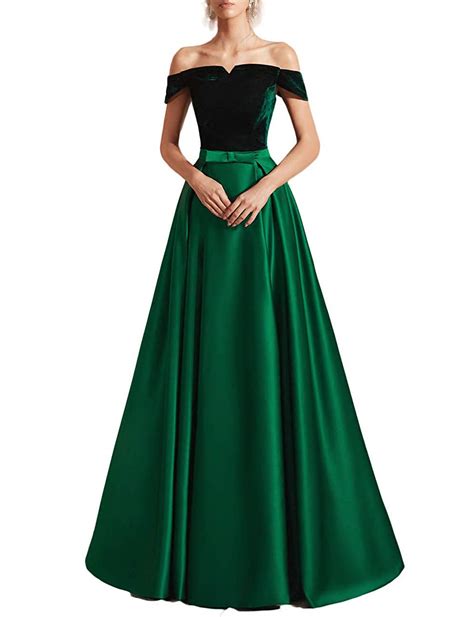 Ll Bridal Long Velvet Satin Off Shoulder Prom Dresses A Line Formal Wedding Evening Party Gowns