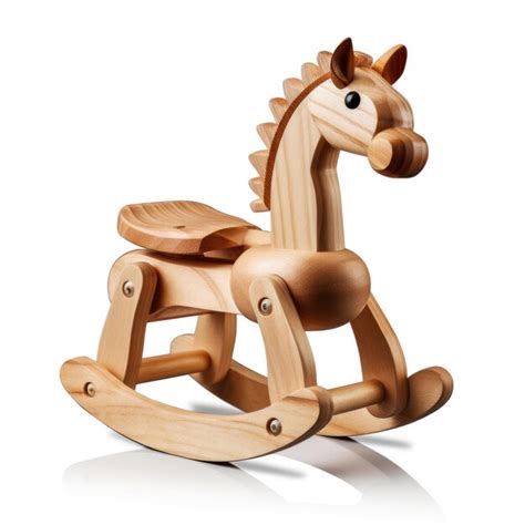 Premium Ai Image Wooden Rocking Horse Wooden Toy Isolated On White