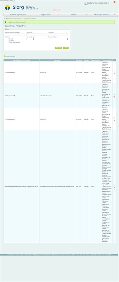 Tutorial Siorg M Dulo Gest O Excluir Par Metros Gerais